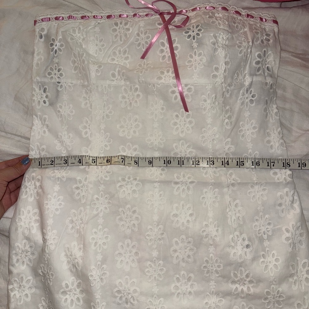 Forever 21 White Strapless Dress with Pink Accents